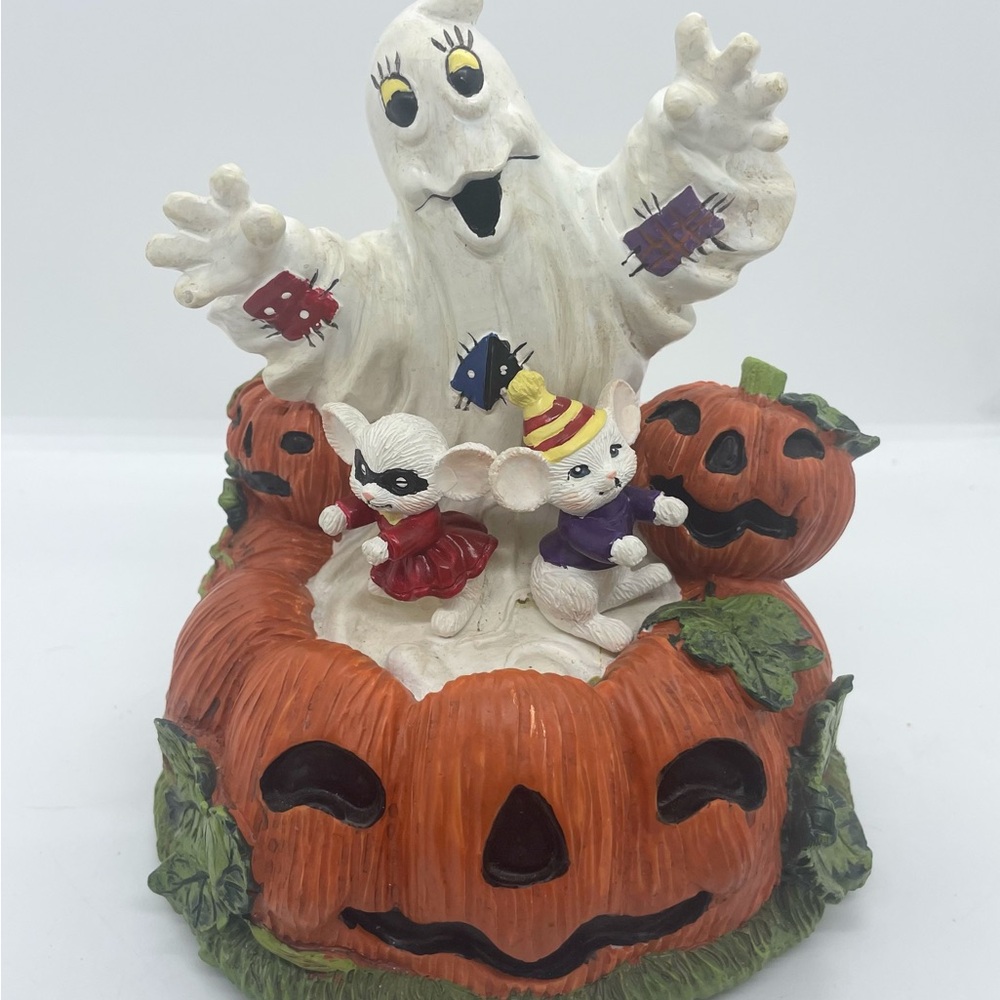 Halloween Ghost and Pumpkins Figurine